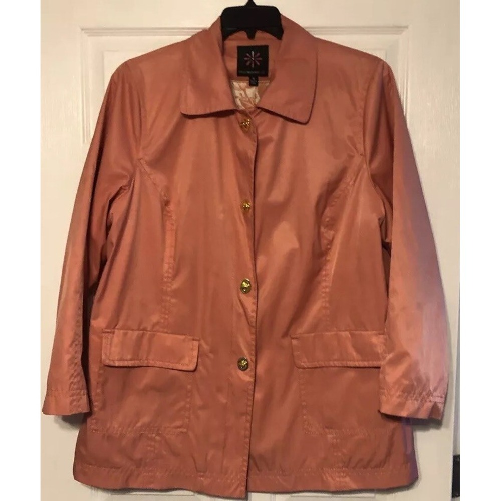 Isaac Mizrahi Live Jacket Windbreaker Beautiful Coral With Floral Lining Sz 1X